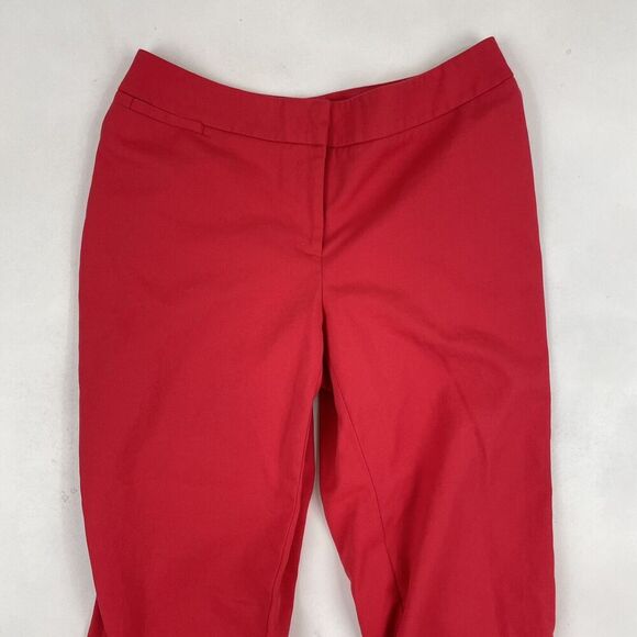 Rafaella Curvy Size 4 Coral Capri Cropped Pants Button Detail Stretch - Picture 3 of 7